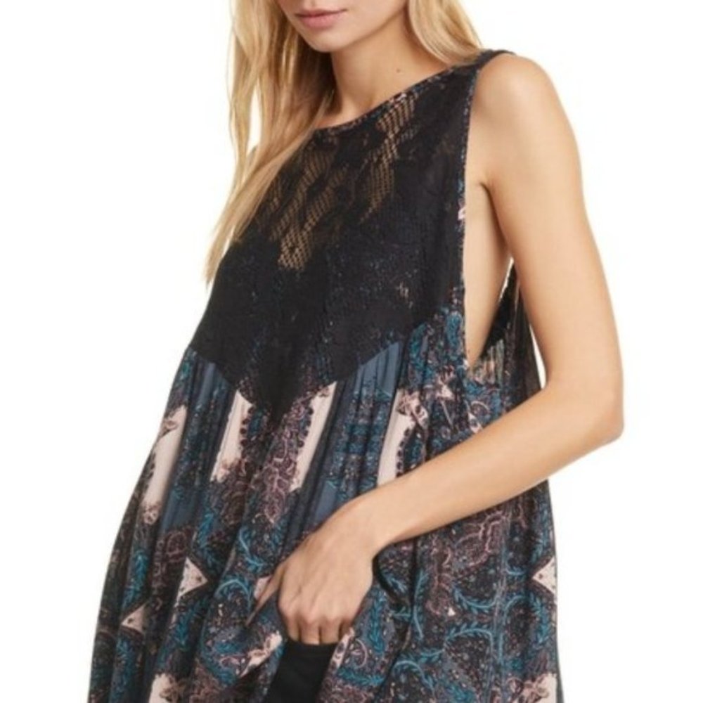 NWT Free People Count Me In Trapeze Black Combo